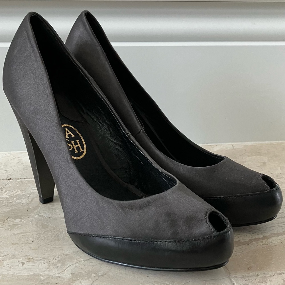 Ash Women's Gray and Black Peep-Toe Heels